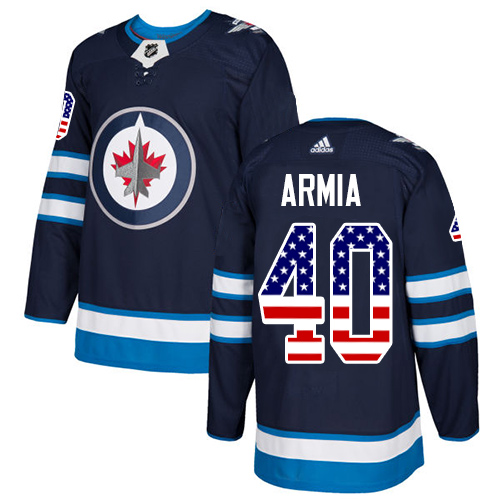 Adidas Jets #40 Joel Armia Navy Blue Home Authentic USA Flag Stitched NHL Jersey - Click Image to Close